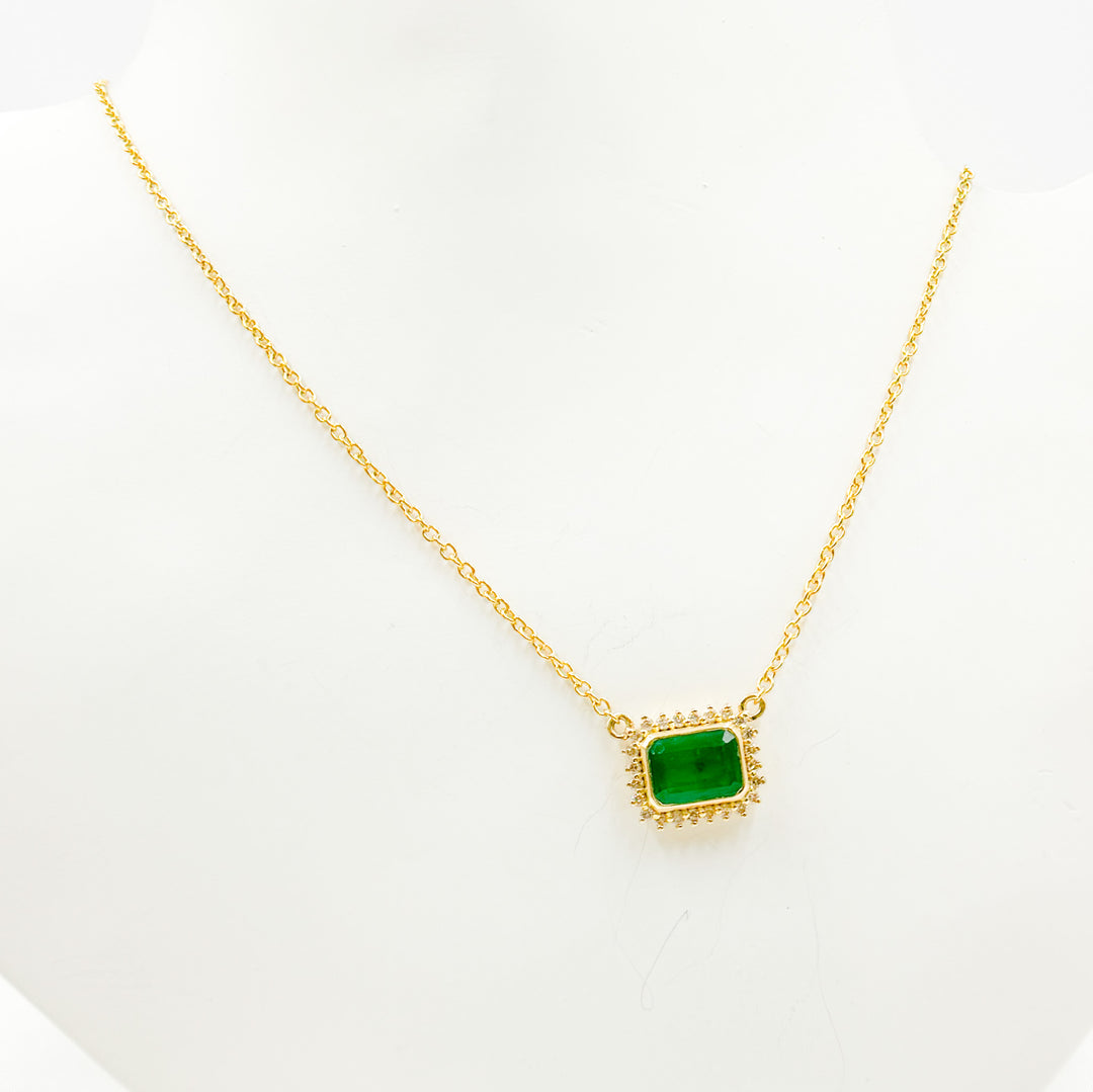 14K Solid Gold Diamond and Gemstone Necklace. CN96104EM