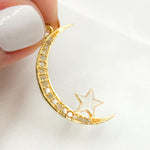 Load image into Gallery viewer, DP498A. Diamond Sterling Silver Moon and Star Enamel Pendant
