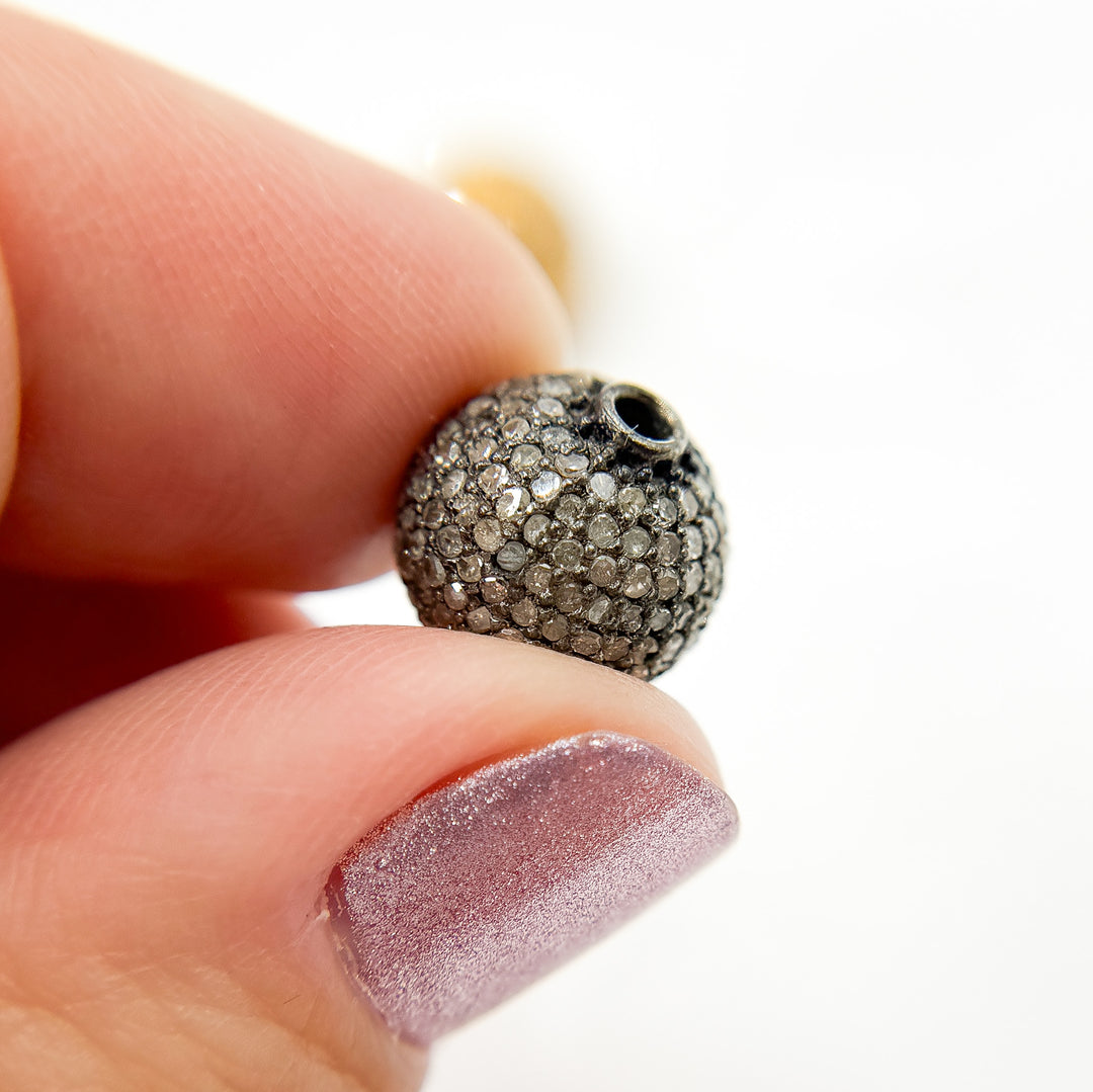 DC811. Diamond Sterling Silver Round Bead