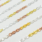 Load image into Gallery viewer, Z120GSR. White Silver, Gold Plated, and Rose Gold Plated Silver Diamond Cut Marina Chain