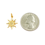 Load image into Gallery viewer, 14K Solid Gold Sun Charm with Diamonds. GDP137
