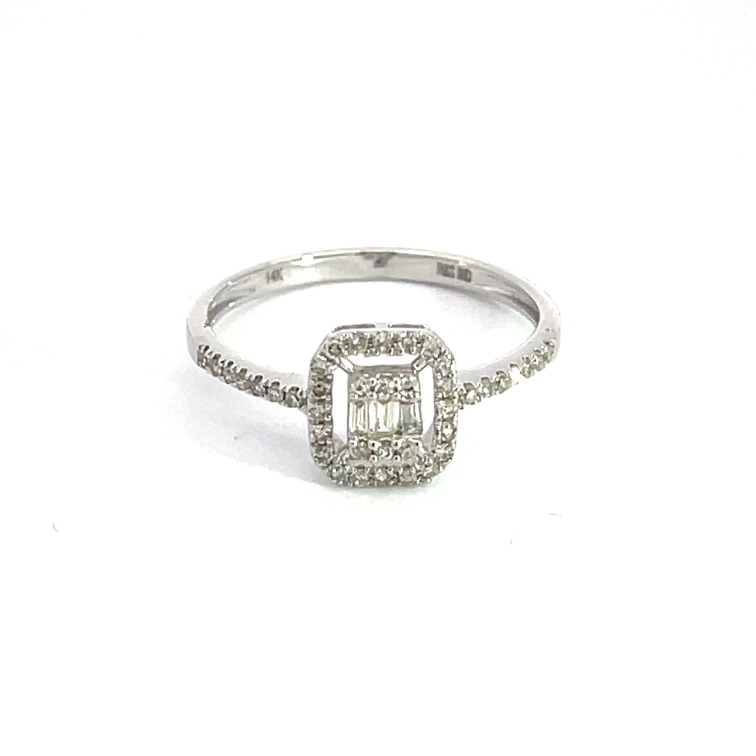 14k Solid Gold Diamond Rectangle Ring.