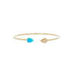 Load image into Gallery viewer, BNC68582TQ. 14K Solid Gold Diamond and Turquoise Open Bangle