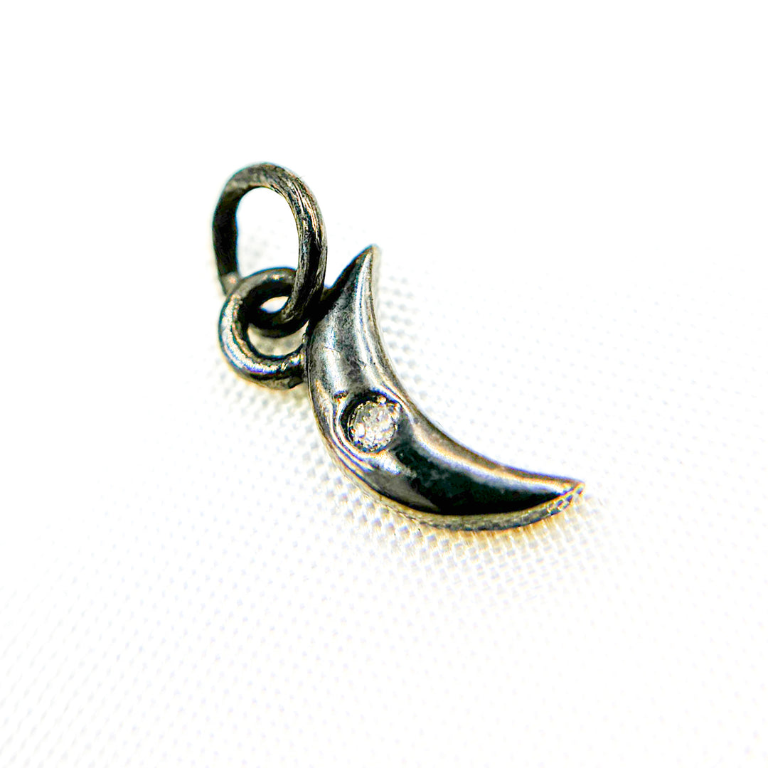 DC874. Diamond Sterling Silver Mini Moon Charm