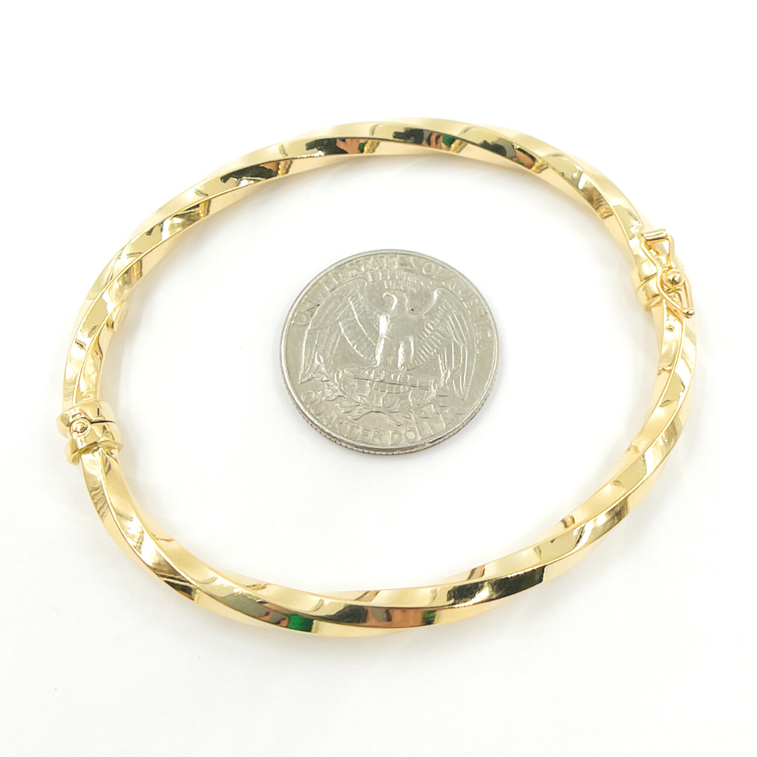 14K Gold Twisted Bangle. Bangle6