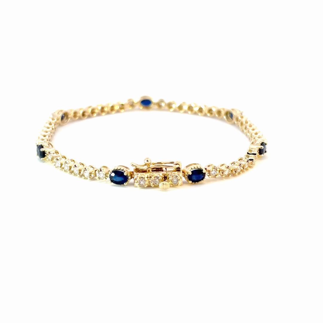 BR402701. 14K Gold Natural Blue Sapphire & Diamond Bracelet
