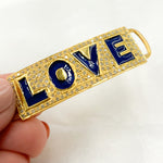 Load image into Gallery viewer, DC149A. Diamond Sterling Silver Rectangle LOVE Enamel Connector
