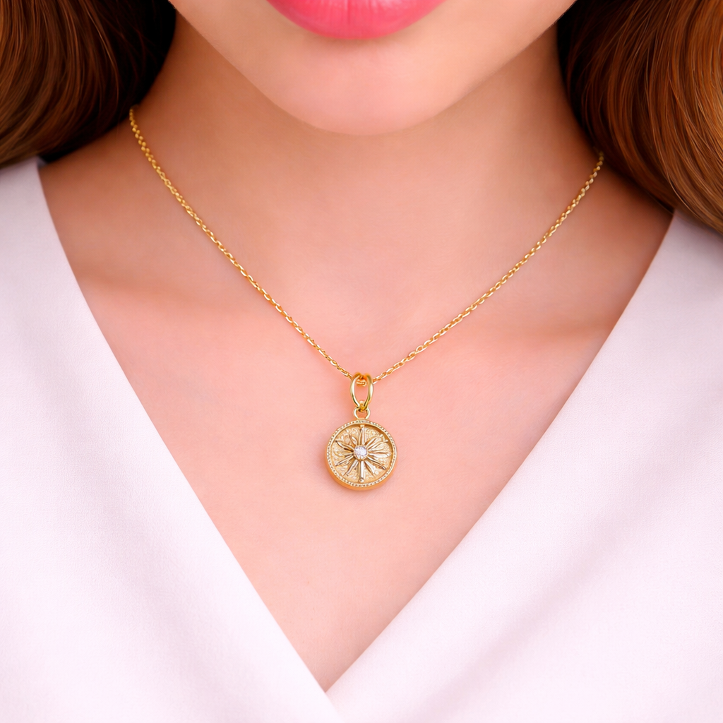 GDP286. 14K Solid Gold Diamond Charm with Star