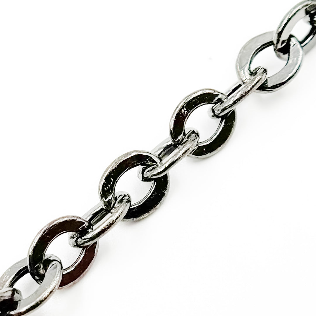 V66BR. Black Rhodium Sterling Silver Cable Chain