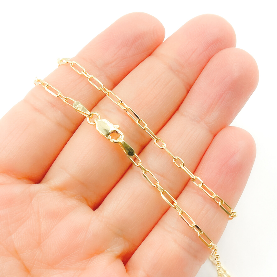 14K Solid Gold Paperclip Long & Short Link Necklace. 06014559FD