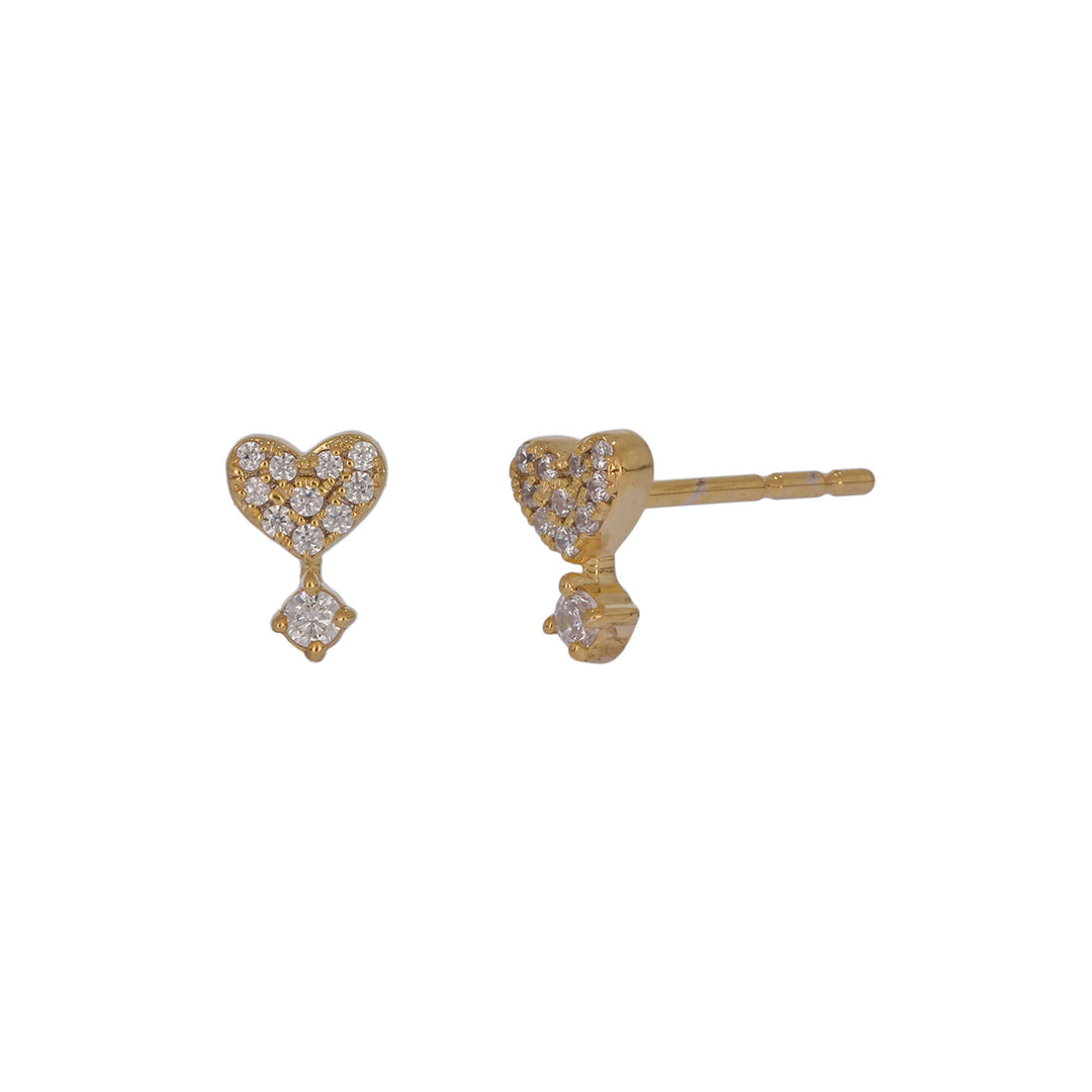EFB54278. 14K Solid Gold Diamond Heart Stud Earrings