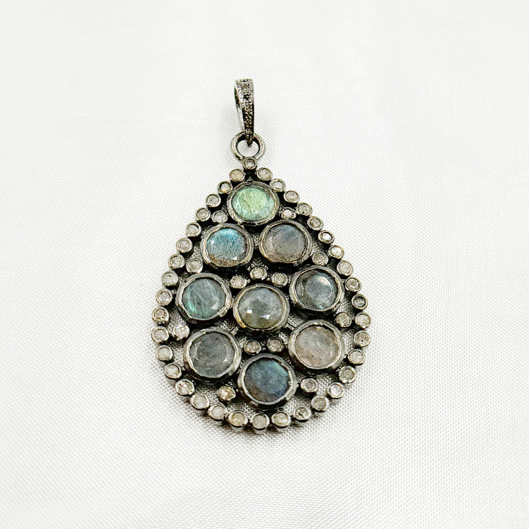 DSP05. Diamond Silver Gemstone Drop Pendant