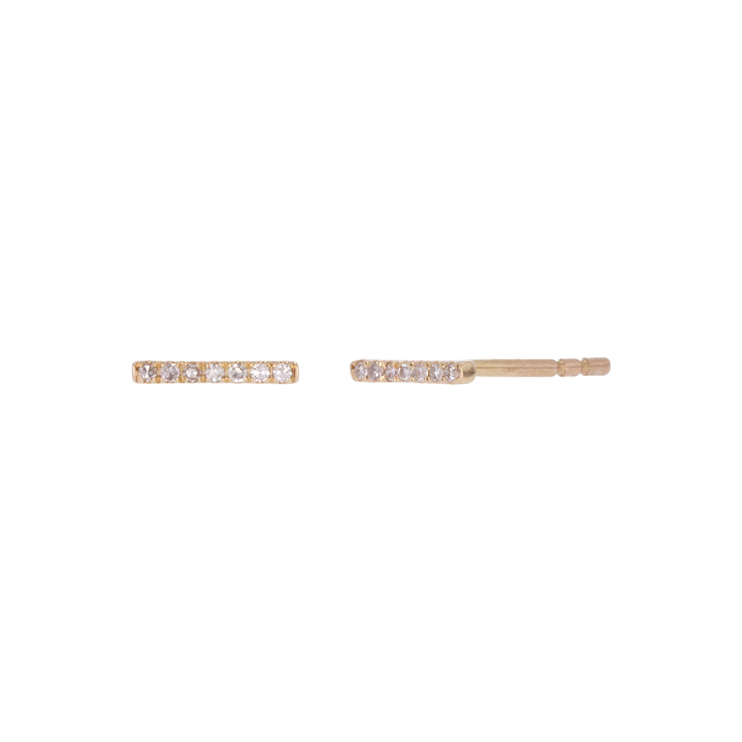 EFA54157. 14K Solid Gold Diamond Bar Stud Earrings