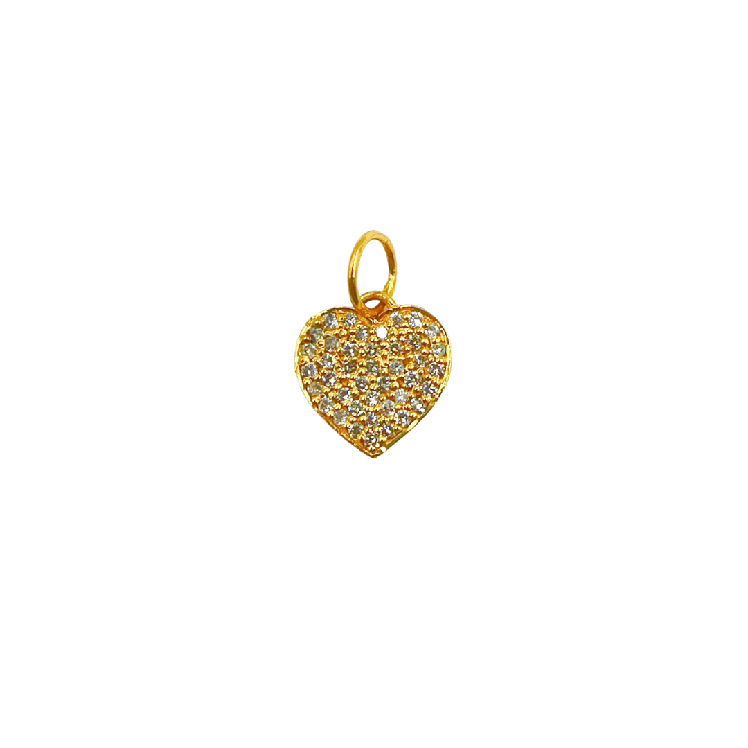 14K Solid Gold Heart Pendant with Diamonds. GDP199