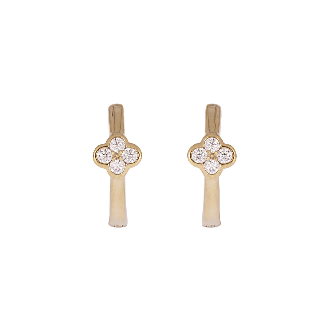 EHB57318. 14K Solid Yellow Gold Diamond Huggie Hoop Earrings