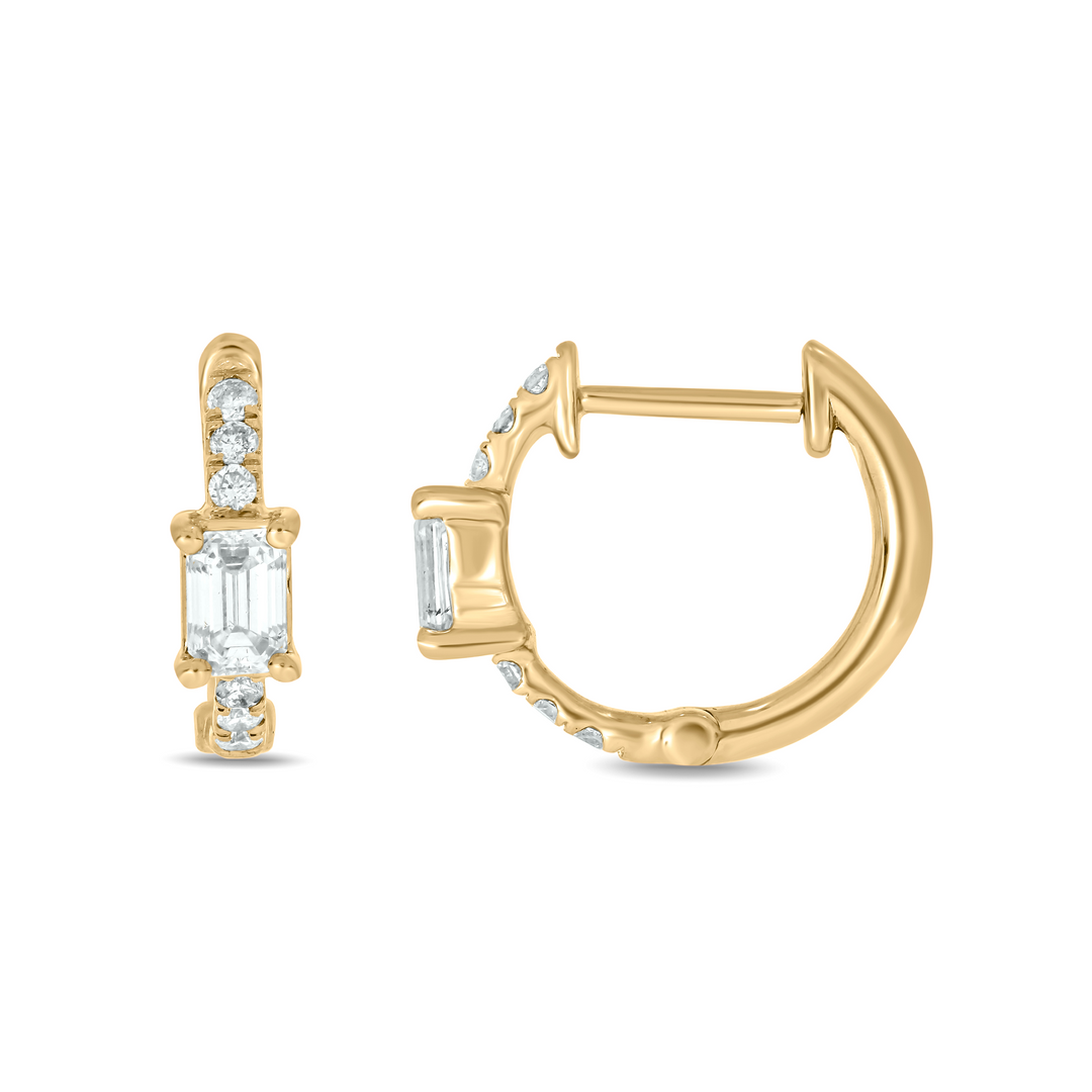 14k Solid Gold Diamond Huggies. EHI56727