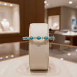 Load image into Gallery viewer, CB97337TQ6X4. 18K Solid Yellow Gold Turquoise and Diamond Fancy Bangle