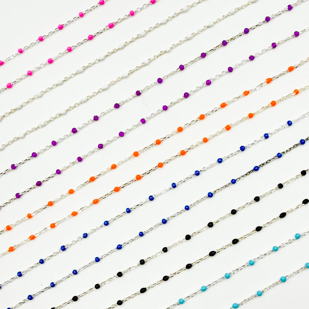 V203ENSS. Sterling Silver Enamel Chains
