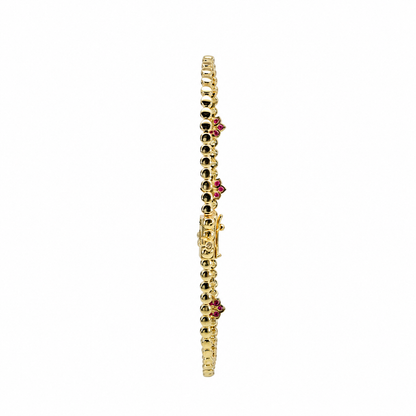 BR402699. 14k Solid Gold Diamond and Gemstone Fancy Flower Bracelet