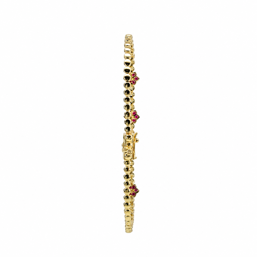 BR402699. 14k Solid Gold Diamond and Gemstone Fancy Flower Bracelet