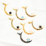 Load image into Gallery viewer, DP498A. Diamond Sterling Silver Moon and Star Enamel Pendant
