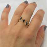 Load image into Gallery viewer, 14k Solid Gold Blue Sapphire and Diamond 3 Drops Ring. GDR231
