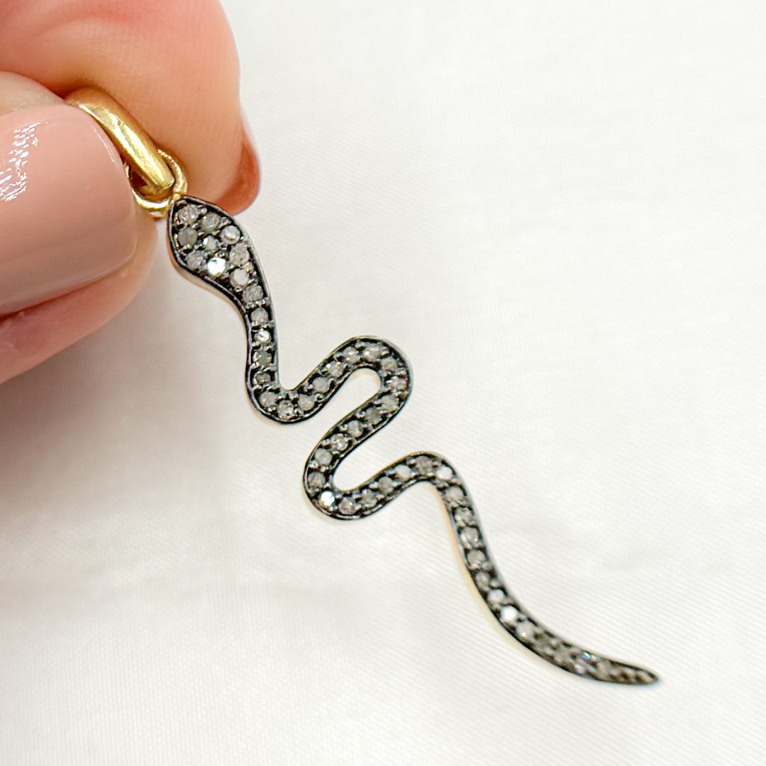 DP469. Diamond Sterling Silver Snake Pendant