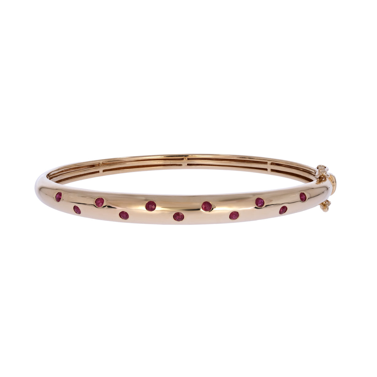 BNZ68723. 14K Solid Yellow Gold Diamond and Gemstone Bangle