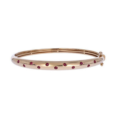BNZ68723. 14K Solid Yellow Gold Diamond and Gemstone Bangle