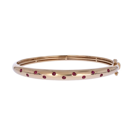 BNZ68723. 14K Solid Yellow Gold Diamond and Gemstone Bangle