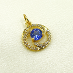 Load image into Gallery viewer, 14K Solid Gold Diamond Circle Charm. GDP129
