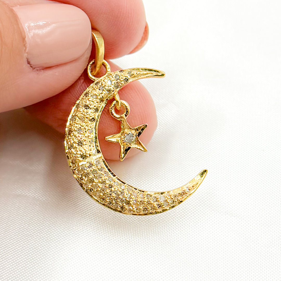 DP831. Diamond Sterling Silver Moon & Star Pendant