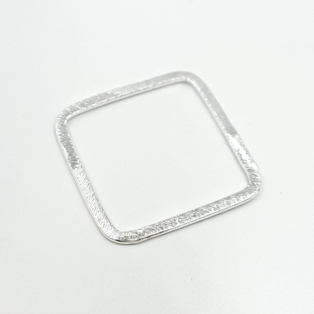 SS2SS. 25MM White Sterling Silver Brushed Square Connector