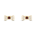 Load image into Gallery viewer, ER421151. 14K Solid Gold Diamond and Gemstone Coquette Bow Studs
