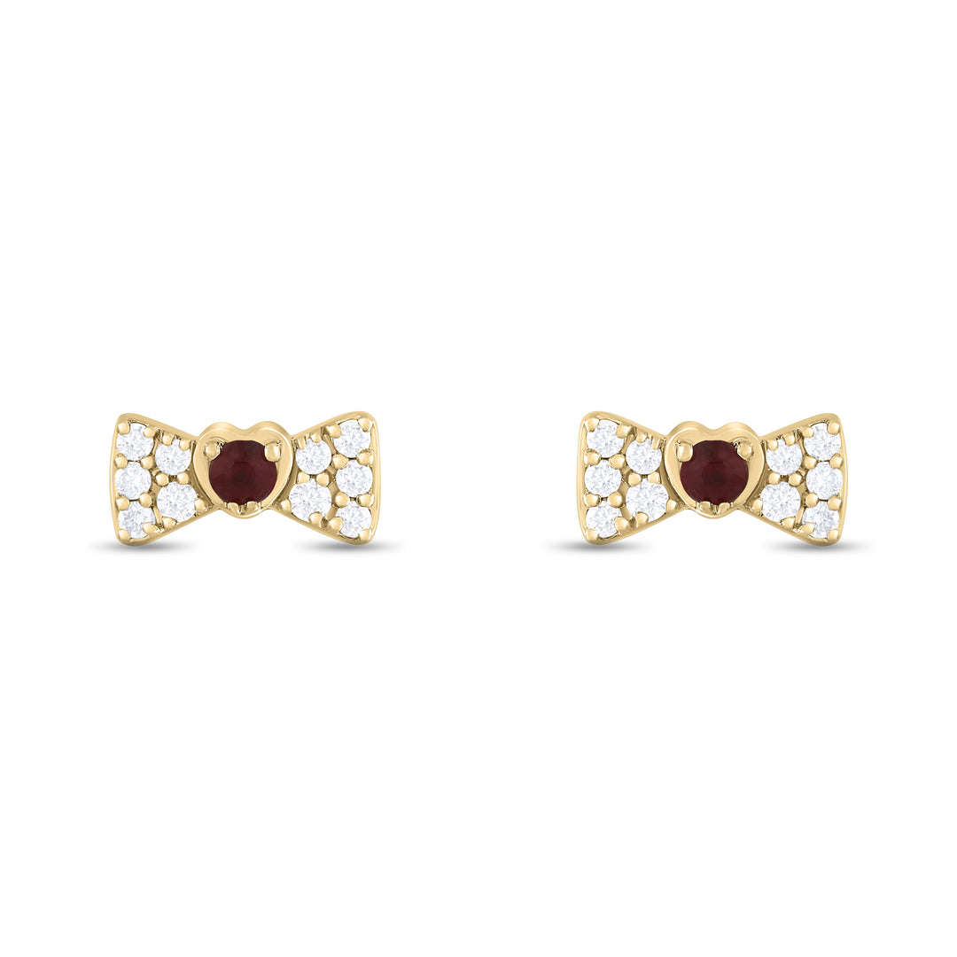 ER421151. 14K Solid Gold Diamond and Gemstone Coquette Bow Studs