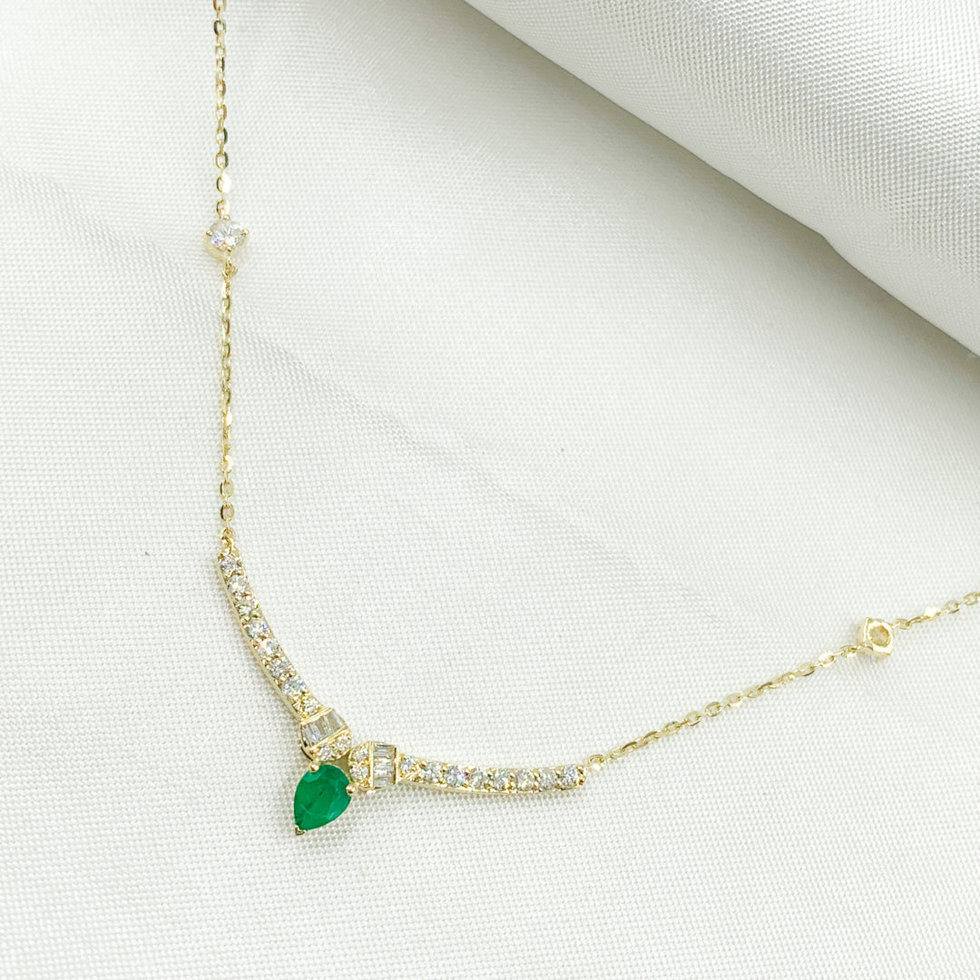 14K Solid Gold Diamond and Gemstone Necklace. NT404446