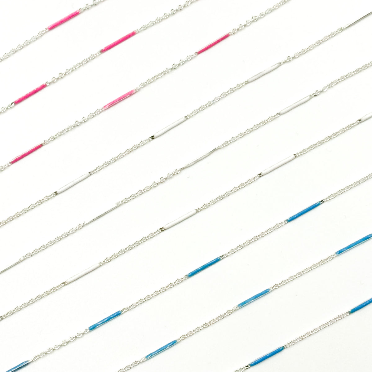 70/7796SS. 925 Sterling Silver Enamel Bar Link Chain