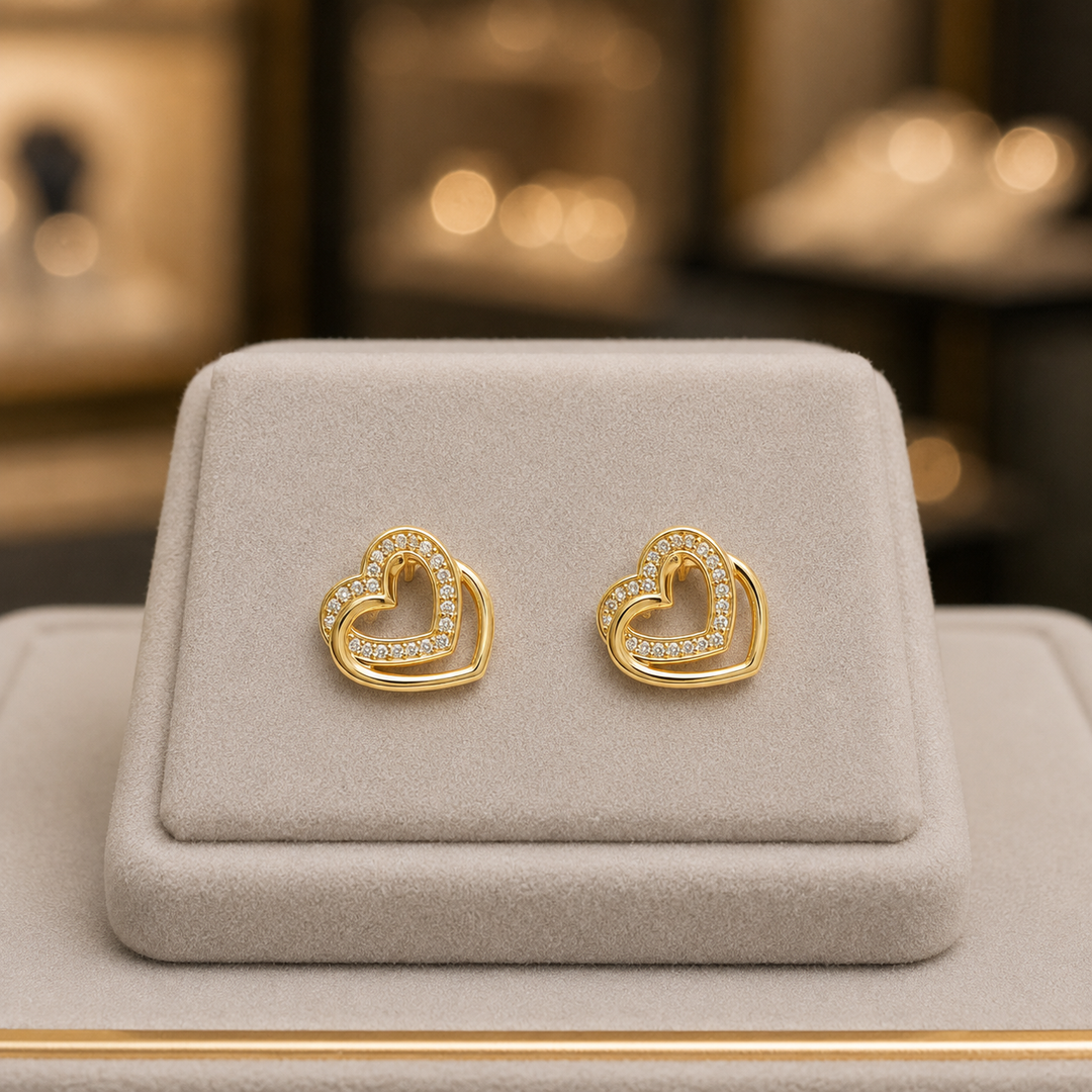 EFB51036. 14K Solid Gold Heart Earrings