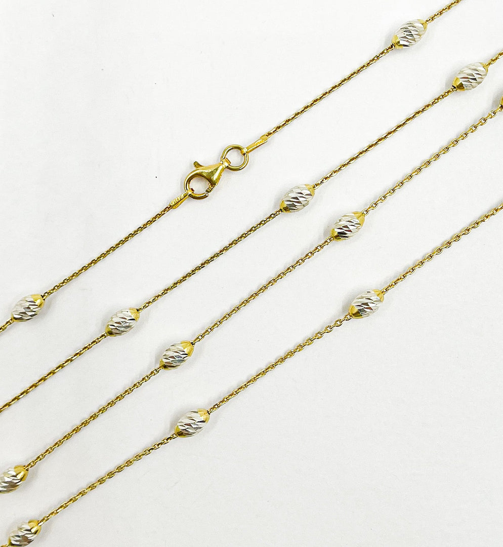 925 Sterling Silver 4x1.25 mm Satellite Gold Plated. 9Necklace