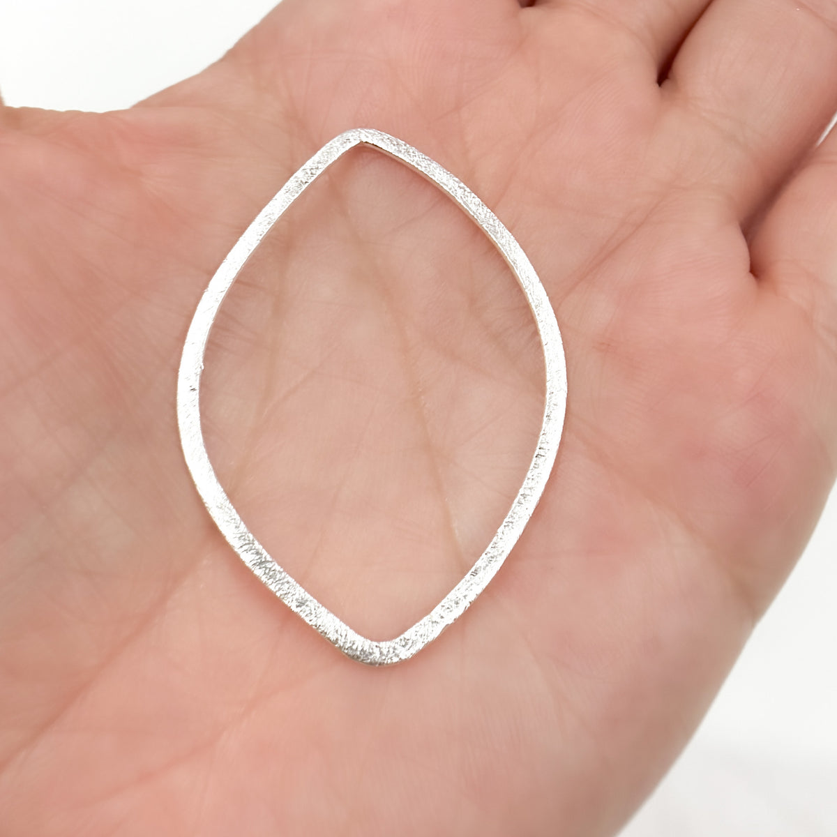 45MM White Sterling Silver Brushed Marquis Connector
