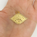 Load image into Gallery viewer, 14K Solid Gold with Diamonds Eye Shape Charm. GDP109
