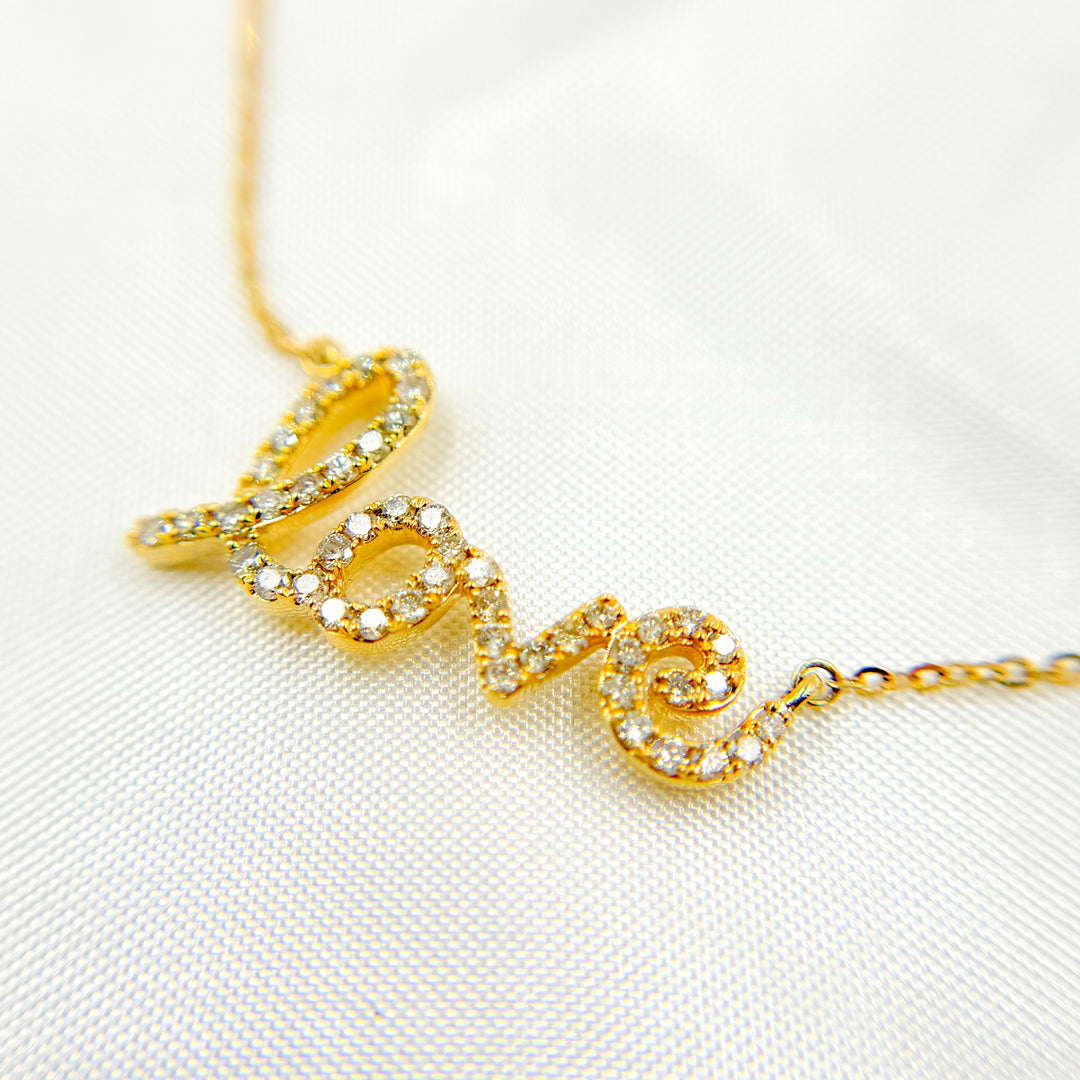 14K Solid Gold LOVE Word Diamond Necklace. NFF71569