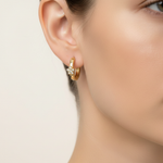 Load image into Gallery viewer, EHA57622. 14k Solid Gold Diamond Flower Stud Earrings