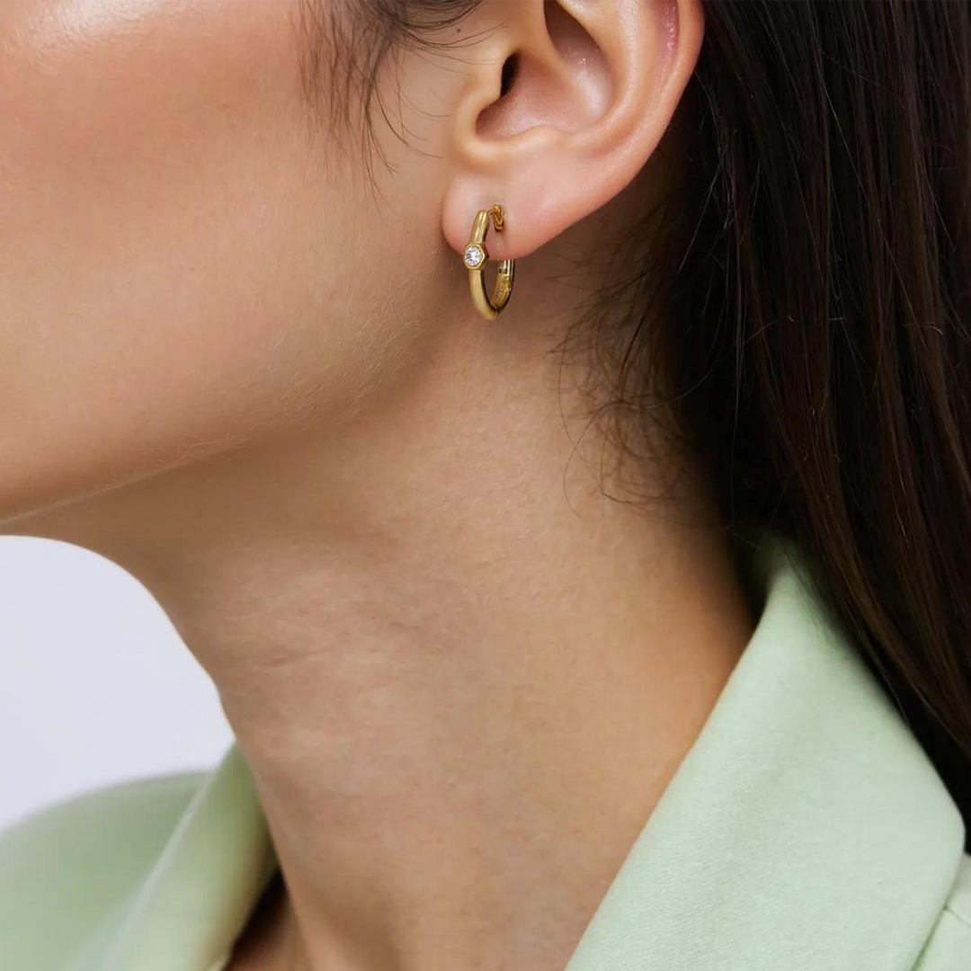 Buy Gold Diamond Huggie Earrings