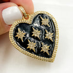 Load image into Gallery viewer, DP040A. Diamond Sterling Silver Heart and Stars Enamel Pendant
