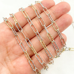 Load image into Gallery viewer, 925 Sterling Silver Tri-color Diamond Cut Paperclip Chain.Y8GRS
