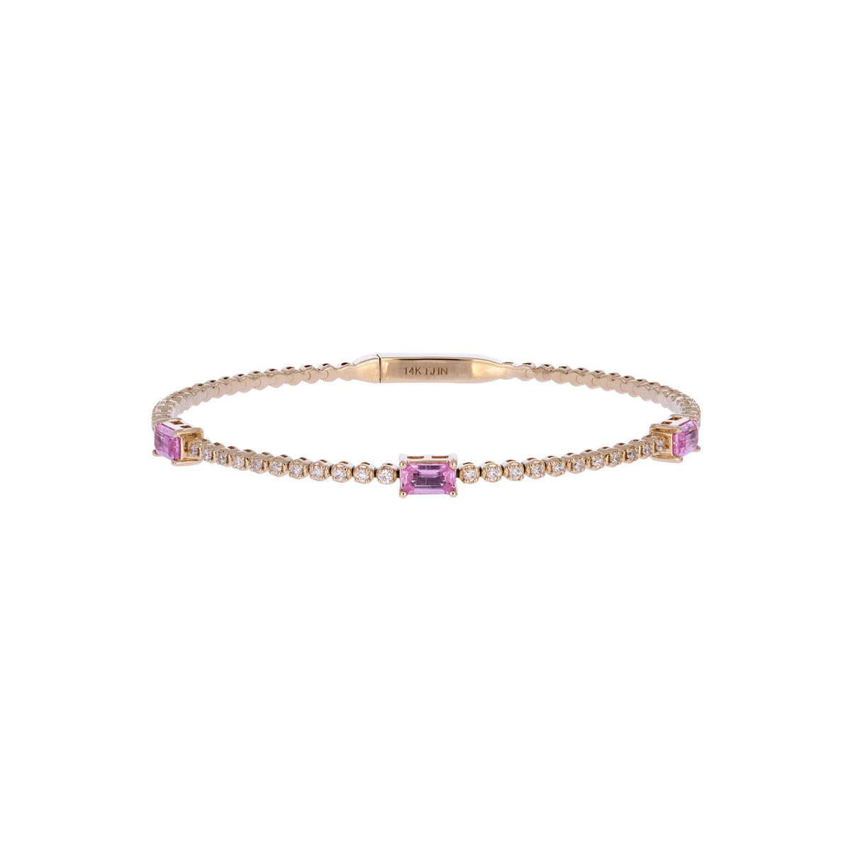 BNF68563. 14K Solid Yellow Gold Diamond and Gemstone Bangle