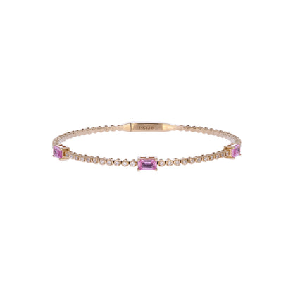 BNF68563. 14K Solid Yellow Gold Diamond and Gemstone Bangle