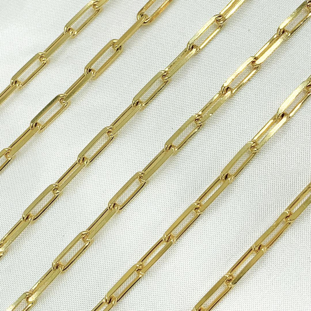 Gold Plated  925 Sterling Silver Diamond Cut Paperclip Chains