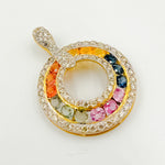 Load image into Gallery viewer, GDP805. 14K Solid Gold Multi Sapphire Round Pendant